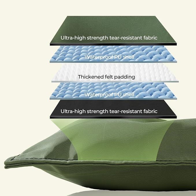 Chew Proof Indestructible Dog Bed - Durable Dog Bed for Aggressive Chewers, Machine Washable & Waterproof Indoor Outdoor Crate Pad, Tough Kennel Pad for Small Dogs (X-Small (17"x23"),Green)