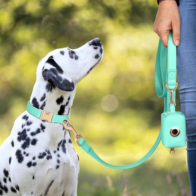 PET ARTIST Soft PU Leather Dog Collar, Bright Color & Durable Dog Collar Leather with Rose Gold Quick Release Metal Buckle, Adjustable Nylon Padded Pet Collars for Large Dogs, Neck Fit 16-27"