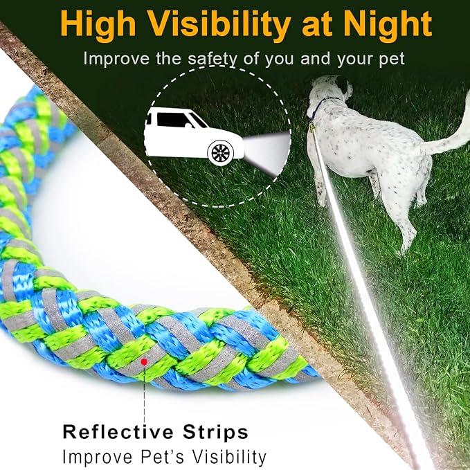 2/3/4/6/10 Foot Reflective Dog Leash Strong Nylon Rope Braided Heavy Duty for Large and Medium Small Dogs Walking Training Leads (Green, 3ft * 1/2")