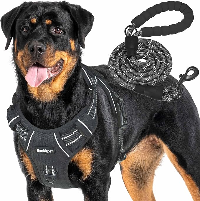 Beebiepet Heavy Duty Tactical Dog Harness for Small Dogs, No Pull Adjustable Pet Harness Reflective Service Training Easy Control Pet Vest Military K9 Working Dog Harnesses-X- Large, Black