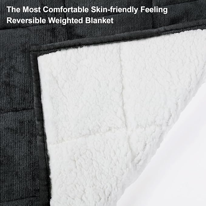 Alomidds Weighted Blanket (Queen Size 20lbs 60x80 inches) with Soft Plush Fleece, Throw Blanket with Cozy Warm Sherpa,Ultra Fuzzy Heavy Blanket Microfiberfor for Sofa Bed, Dark Grey