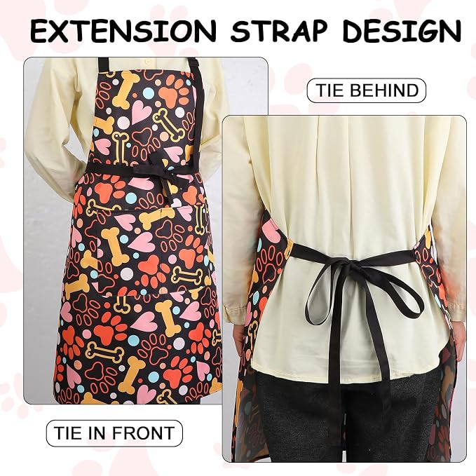 Dog Grooming Waterproof Apron with 2 Pockets, Cute Animals Puppy Dog Pets Apron
