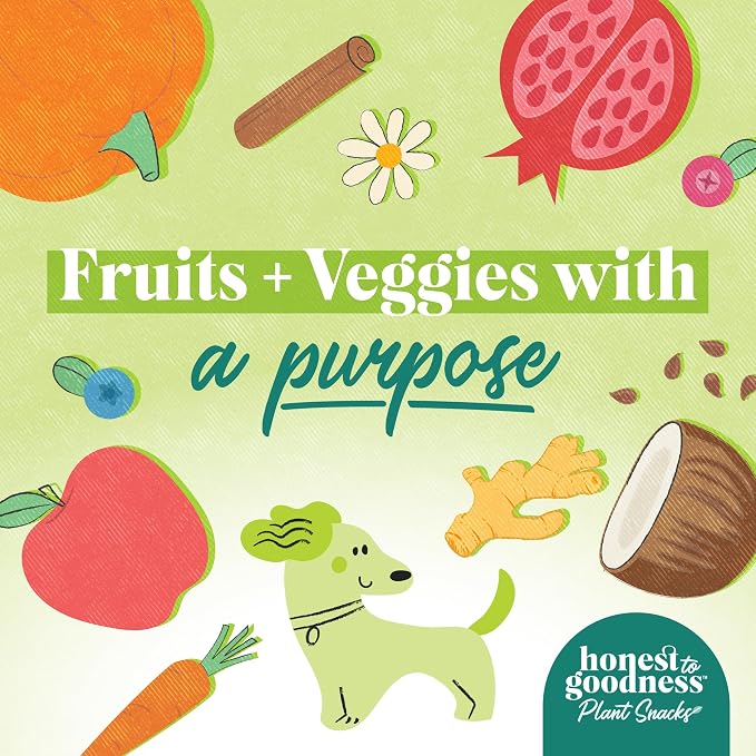 Honest to Goodness Plant Snacks Dog Treats, Enriched with Omega 3s & Postbiotics, 8oz Variety Pack, 6 Bags