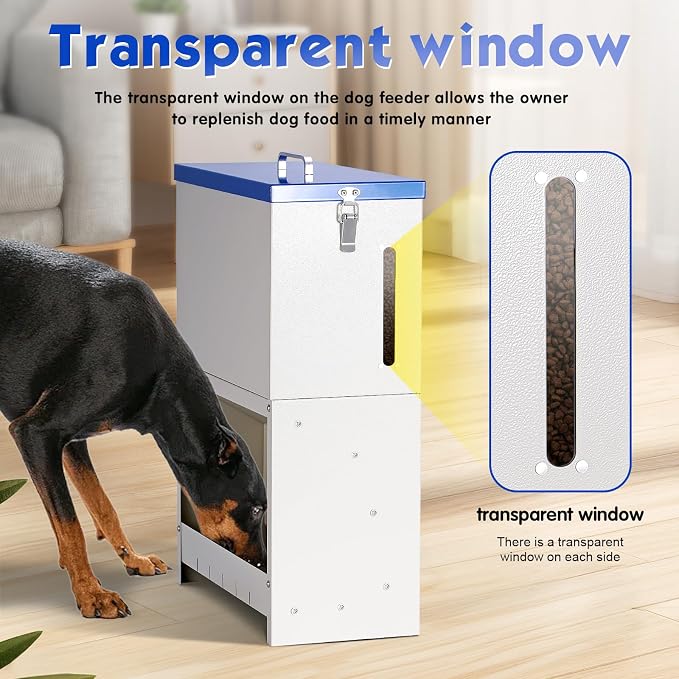 Automatic Dog Feeder Large Breed, Outdoor Dog for Large Dogs, Large Capacity Automatic Gravity Dog Feeder Suitable for Small, Medium, and Large Dog Breeds (Blue)