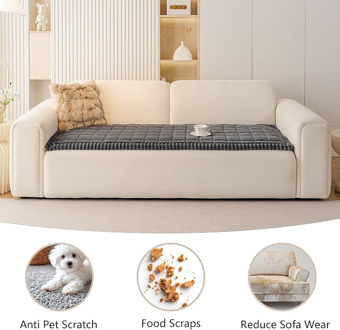 MEETSKY Couch Covers for 3 Cushion Sofa Pet Friendly, Non Slip Couch Cover for Dogs Washable, Soft Sofa Covers Couch Protector Covers, Dog Mat for Couches, Dark Grey, 27.6" x 82.7"