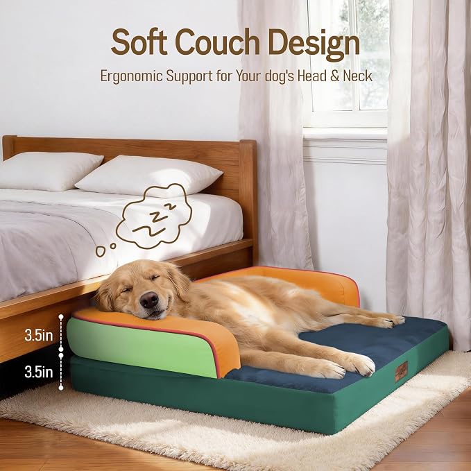 Comfort Expression Extra Large Dog Bed - XL Washable Orthopedic Ped Bed for Big Dog Waterproof Couch Memory Foam Sofa Bolster with Removable Cover - 42 x 30