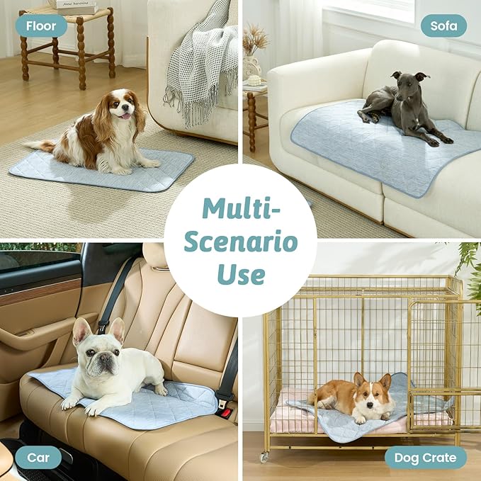 COZY KISS Dog Cooling Mat 20"x30" Q-Max>0.4, Waterproof Pet Bed Cover, Non-Slip Dog Bed Mat, Washable Cooling Pad for Small Dogs, Cats, Crate, Couch, Furniture Protector (Blue)