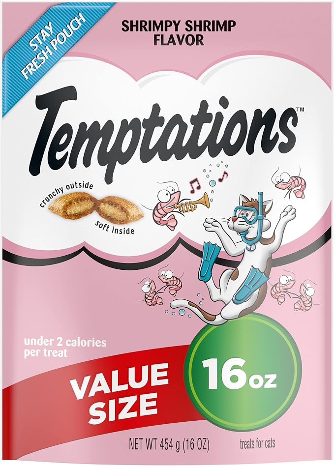 Temptations Classic Crunchy and Soft Cat Treats, Shrimpy Shrimp, 16 oz. Pouch