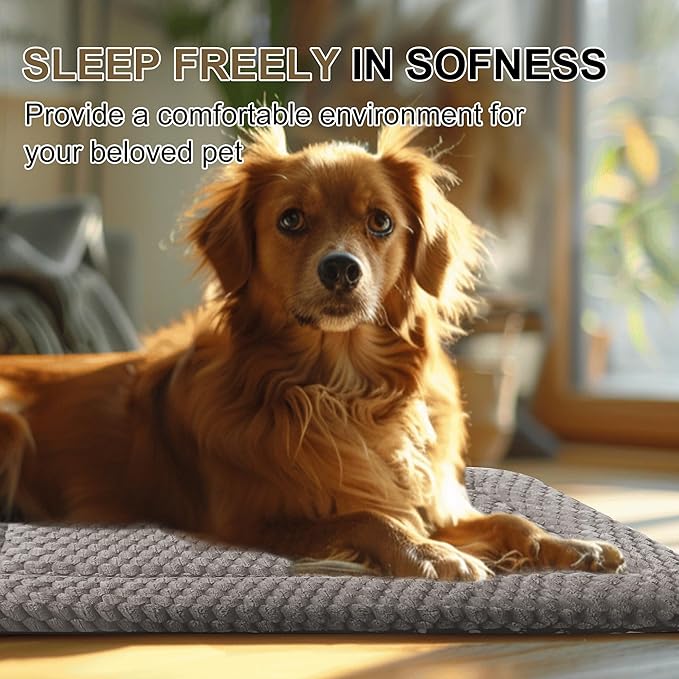 Dog Bed Crate Mat, Soft Durable Washable Anti-Slip Kennel Pad for Dogs & Cats, Reversible (Light Gray, M(30"*20"*1.5"))