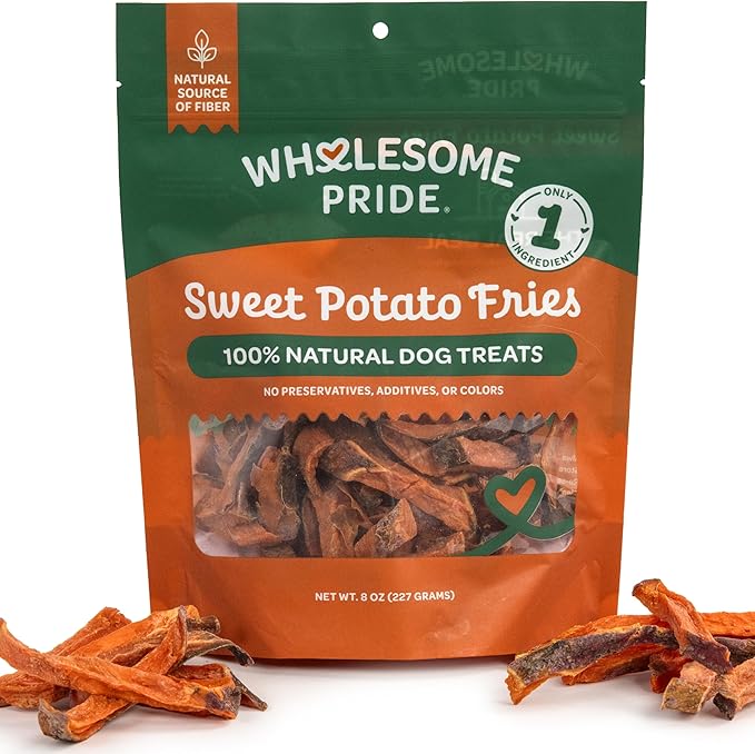 Wholesome Pride Healthy Sweet Potato Fries – Sensitive Stomach Dog Treats, No Preservatives, Single-Ingredient, No Grain, 8 oz