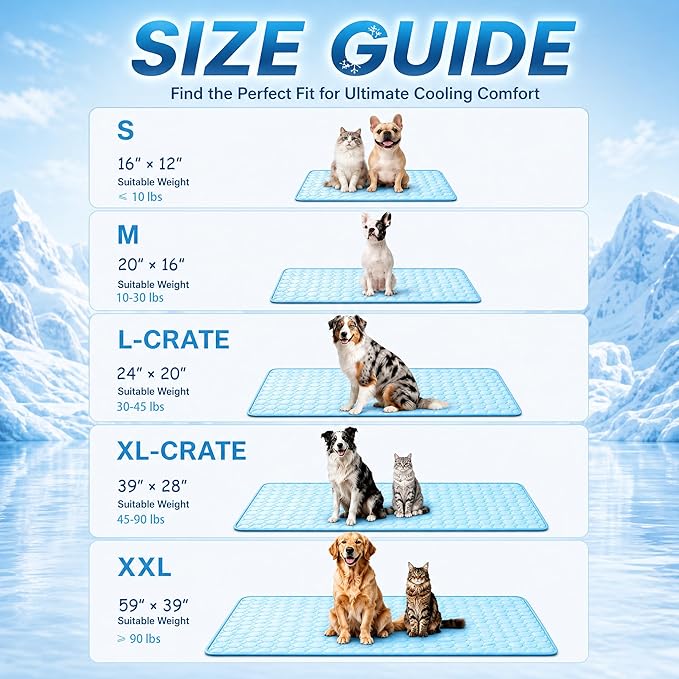 Cooling Mat for Dogs, 59"x39", Breathable Dog Cooling Mat with Q-Max>0.4 Chill Fiber, Washable Portable Dog Crate Pad for Indoor & Outdoor Summer Use, Blue