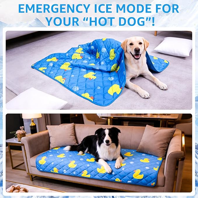 SCENEREAL Dog Cooling Mat for Small Meduim Breeds Dogs, 40"x60" Reversible Self- Cooling Mat for Summer Heat, Ice Cool Soft Pet Throw Blanket Use in Couch, Car, Seat, Bed- Machine Washable