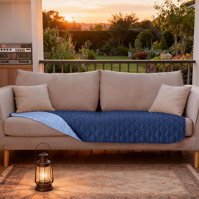 gogobunny 100% Double Sided Waterproof Dog Blanket Soft Pet Bed Cover Reversible Protect Furniture Couch Sofa Car for Puppy Large Dog Cat (Dark Navy/Light Navy, 30x70 Inch (Pack of 1))