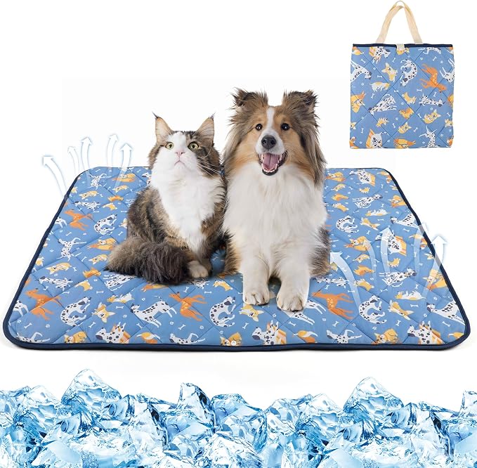 40.2"x28" Foldable Dog Cooling Mat, Washable Cooling Mat for Dogs, Soft Blanket for Dogs and Cats, Medium