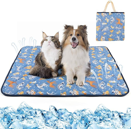 28"x22" Foldable Dog Cooling Mat, Washable Cooling Mat for Dogs, Soft Blanket for Dogs, Cats and Puppies, Small