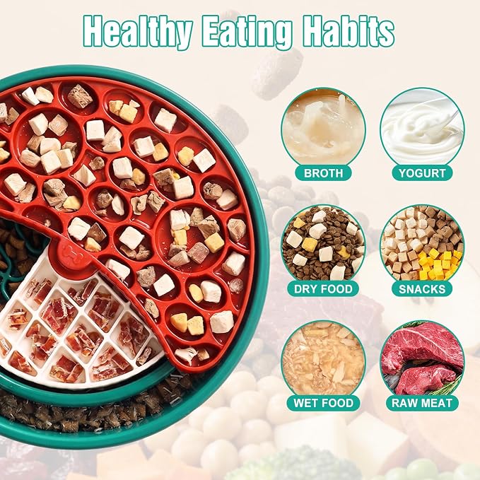 3-Level Slow Feeder Dog Bowl – Anti-Slip Interactive Feeder for Healthy & Calmer Eating, Reduces Boredom and Anxiety, Designed as Treat Puzzles for Small Medium & Large Dogs