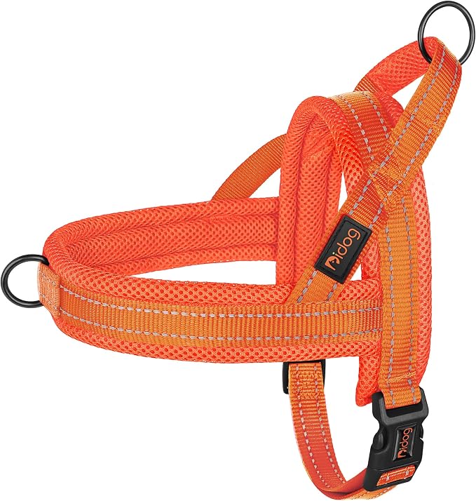 Didog No Pull Dog Harness with Breathable Mesh Padded,Reflective & Quick Fit Light Weight Dog Strap Vest Harness,Easy for Walking Training (S:Chest 18-22", Orange)