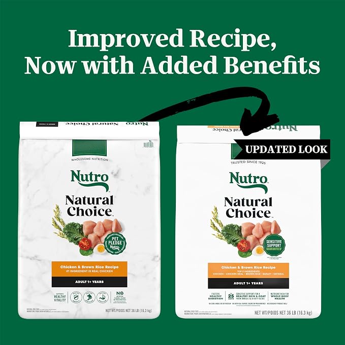 Nutro Natural Choice Dry Dog Food, Adult Dog Dry Food Chicken and Brown Rice Recipe, 36 lb. Bag
