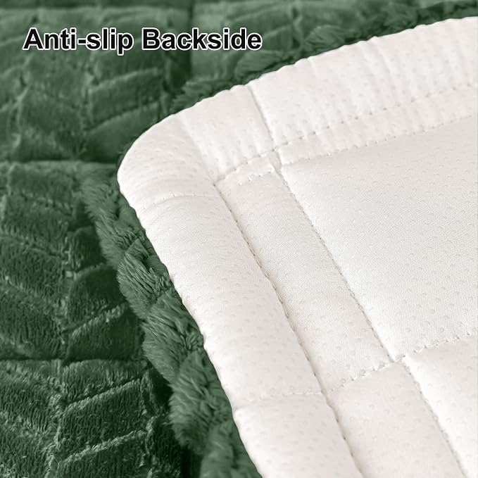 Smiry Couch Cover for Dogs, Non Slip Fuzzy Pet Sofa Covers Washable for 3 Cushion Couch, Soft Thick Furniture Protector for Cats Dogs, Against Fur, Dirt, Scratch Resistant (Dark Green, 27.6" x 82.7")