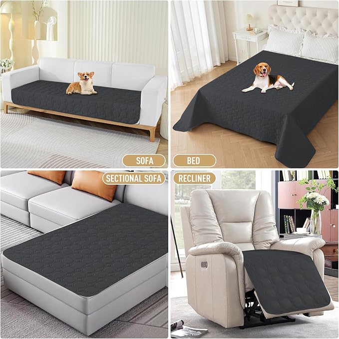 ZNSAYOTX Ultimate Cozy Blankets (30"x70") 100% Waterproof Sofa Mat Blanket for Dog Pets, Bed Couch Protector with Non-Slip Back Washable Durable, Pee Scratch Proof Easy to Clean (Black)