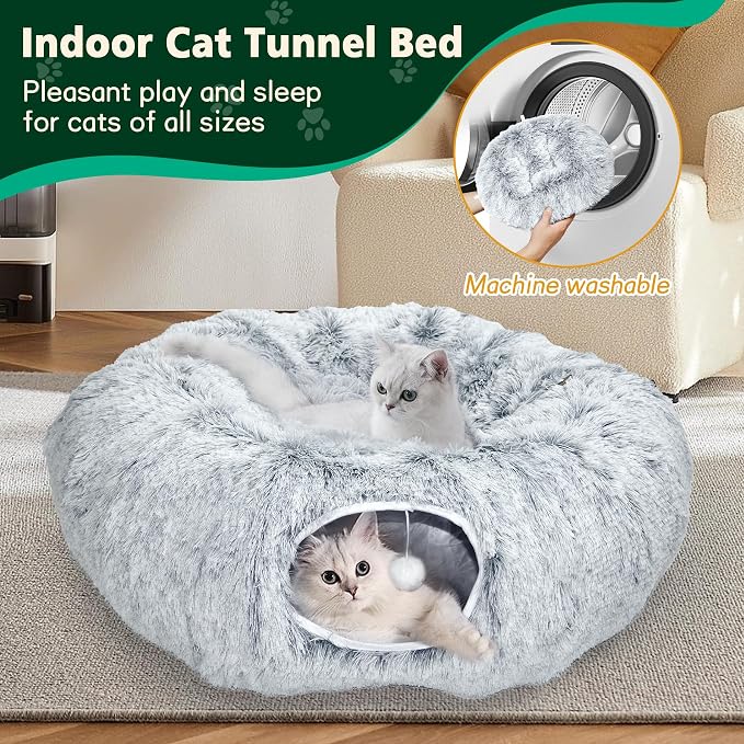 VIVOYAN Multifunctional Cat Tunnel Toy - XL Interactive Cat Play Tunnel with Climbing Holes and Thick Resting Mat, Ideal for Mult Homes and Extended Playtime