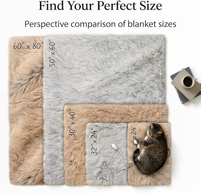 PJYuCien Dog Blanket for Dogs, Puppies and Pets, Lightweight & Portable Fluffy Fleece Throw, Super Soft Plush Cat Blanket for Couch/Car Seat/Furniture, Machine Washable, 24"x32", Beige