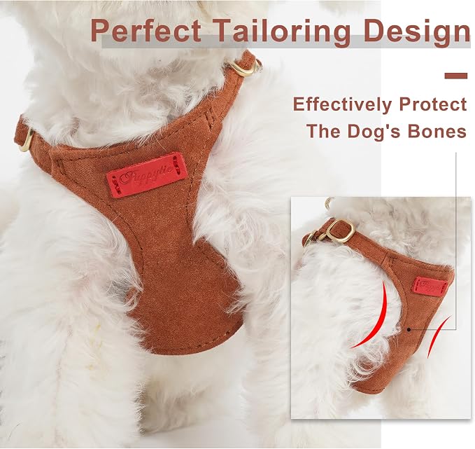 Puppytie Dog Harness with Multifunction Dog Leash,Soft Adjustable No Choke Escape Proof Pet Harness Vest for Medium Dogs or Large Dogs,Brown Caramel,M