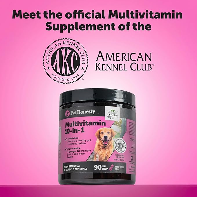 Senior Dog Multivitamin Supplement for Aging Dogs - Hip & Joint Stiffness, Eye Health, Brain & Heart Care - Older Dog Vitamins with Glucosamine & Probiotics - Immune Support & Vitality (Duck, 90 Ct)