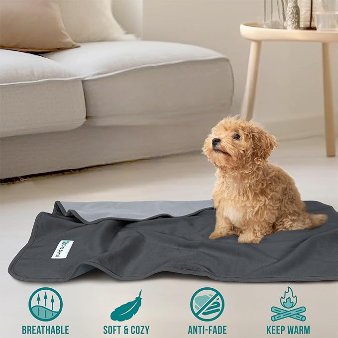 PetAmi Waterproof Dog Blanket for Couch, Pee Proof Reversible Cat Blanket for Sofa Bed Furniture Protector, Soft Fleece Washable Pet Throw for Dogs Cats Puppies Kittens, 60x80 Gray