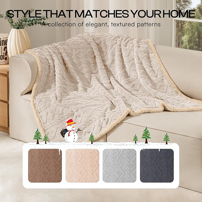 Waterproof Pet Blanket, Liquid Pee Proof Dog Blanket for Sofa Bed Couch, Reversible Sherpa Fleece Furniture Protector Cover for Small Medium Large Dogs Cats, Beige-thicken King Size（90" x 82"）