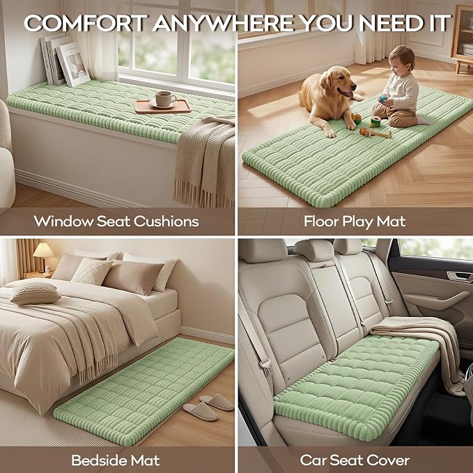 decorUhome Non-Slip Fuzzy Couch Cover for Dogs, Soft Thick Washable Pet-Friendly Protector, Sofa Slipcover for 3 Cushion Couch Sofa, Green, 27.6" x 88"