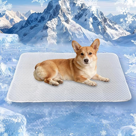 Dog Cooling Mat 38"x26" for Medium Dogs, Q-Max 0.4+ Ice-Silk Fabric, Waterproof & Machine Washable, Non-Slip Portable Pet Cooling Pad for Crate, Indoor & Outdoor Use (M)