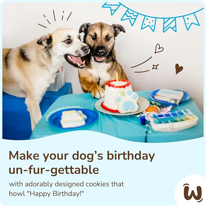 Wufers Birthday Boy Cookie Box | Gifts for Dogs | Gourmet-Decorated Treats | Made with Locally Sourced Ingredients (Blue - Birthday Boy)
