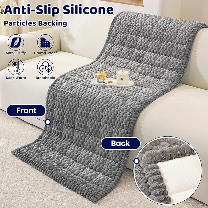 Royhom Couch Cover for Dogs Washable, Soft Thick Pet Couch Covers for Sofa, Pawcart Couch Protector Pet Friendly, Furniture Covers Dog Mat for Couches and Sofas (Grey, 27.6 x 82.7 Inch)