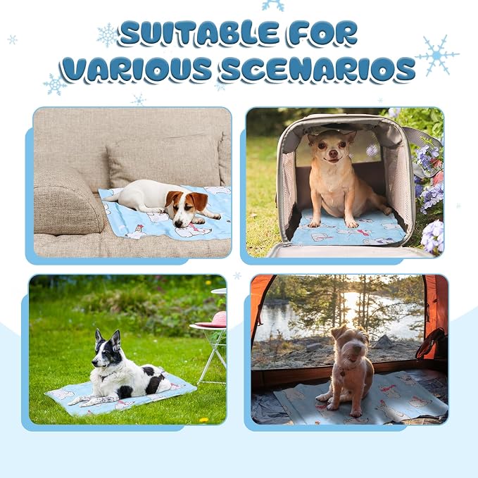 Nuanchu Dog Stroller Cooling Mat, Waterproof Gel Pet Cooling Pad for Summer, Washable Cat Sleeping Blanket, Portable Ice Gel Travel Mat for Cats, Crates, Car Seat(11.81 x 19.69 Inches,Colorful Bear)