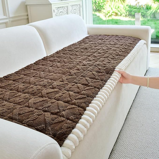 Fuzzy Couch Covers for Dogs, Non Slip Thick Dog Couch Cover Protector, Plush Pet Couch Covers for Sofa Washable, Soft Sofa Cushion Slipcovers Pet Friendly(1PC, Brown, 27.6”x59.1”)