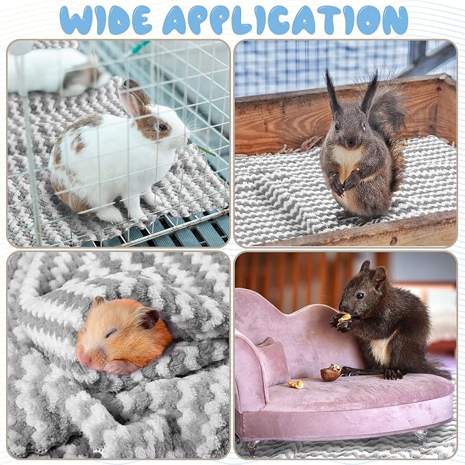 Moukeren 20Pcs Guinea Pig Fleece Bedding Blankets Bulk Washable Small Animal Fleece Cage Liners Pet Wash Cloth Sleeping Mat Cover for Hamster Chinchilla Rabbit Hedgehog(Light Gray, 14 x 30 Inch)