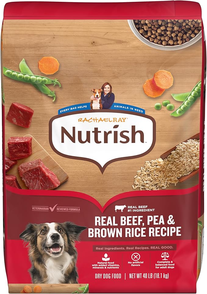 Nutrish Real Beef, Pea & Brown Rice Recipe Whole Health Blend Dry Dog Food, 40 lb. Bag, Packaging May Vary (Rachael Ray)