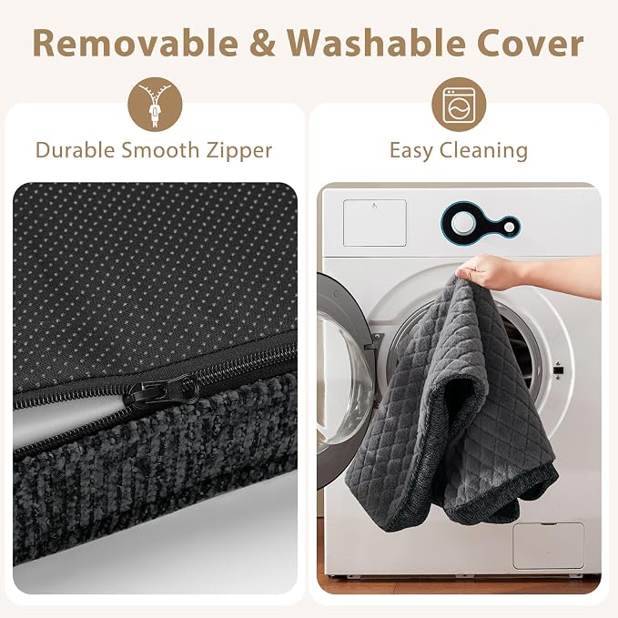 JOEJOY Orthopedic Medium Dog Bed, Washable Dog Crate Bed Medium Sized with Removable Cover, Egg Memory Foam Pet Beds, Grey, 29"x18"