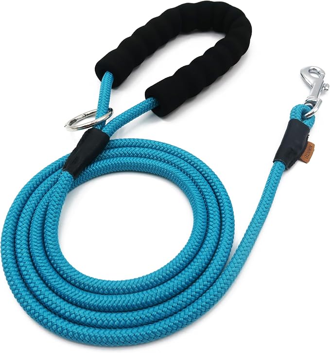 Dog Leash, Braided Rope Traction – Walking Training Lead for Small Dogs ((1/3") x 6FT, Light Blue)