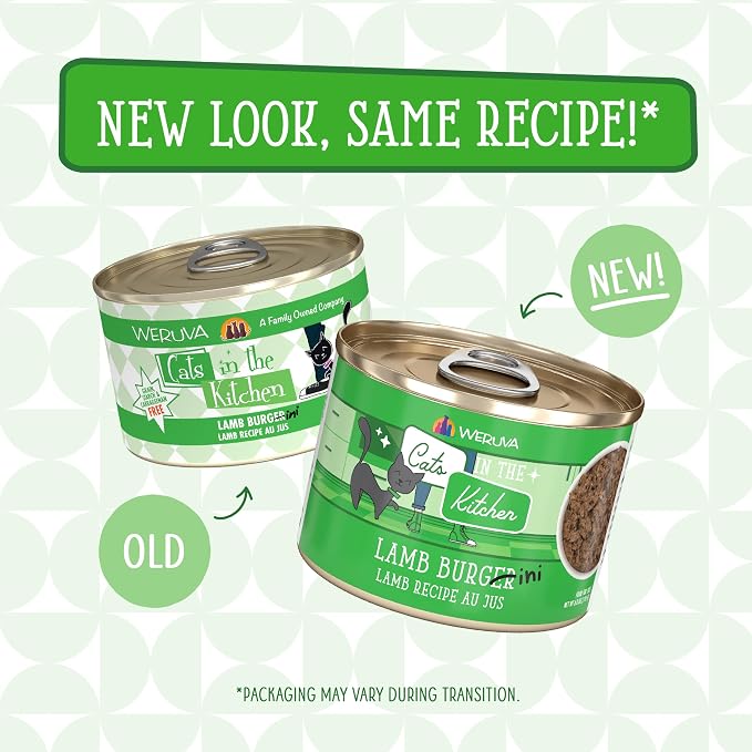 Weruva Cats in The Kitchen, Lamb Burger-ini with Lamb Au Jus Cat Food, 6oz Can (Pack of 24)
