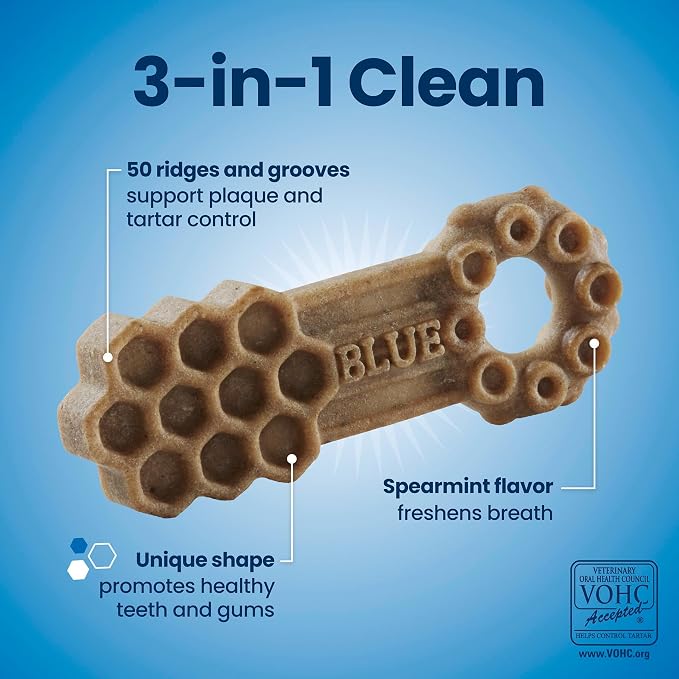 Blue Buffalo Natural Dental Chews for Small Dogs 5-20 lbs., Chicken & Spearmint, Daily Teeth Cleaning Dog Treats, Enhanced with Vitamins & Minerals, 11.3-oz. Bag (28 Treat Count)