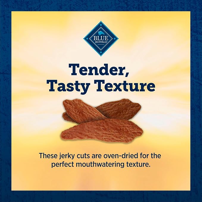 Blue Buffalo True Chews Premium Jerky Cuts with Real Steak, Chicken-Free Natural Dog Treats, Mineral-Enhanced for Flavor, 20 oz. Bag (Pack of 8)