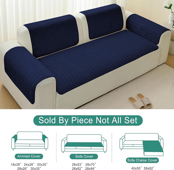Foxdecor Couch Cover Sofa Covers Washable, Dog Bed Cover Couch Covers for 3 Cushion Couch Sofa Pet Friendly, Dog Couch Cover Furniture Covers for Pets.(Dark Blue 32x94 inch)