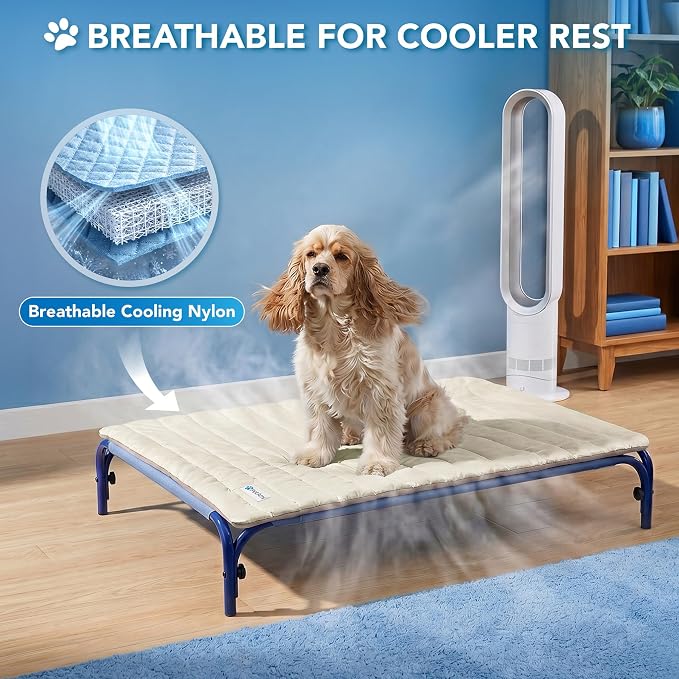 PetAmi Dog Cooling Mat, Q-Max Pet Cooling Blanket with Thick Cushioning, Self Cooling Pad for Dogs & Cats, Reversible Summer Mat for Crate, Couch, Kennel, Taupe/Beige, Medium (29x40)