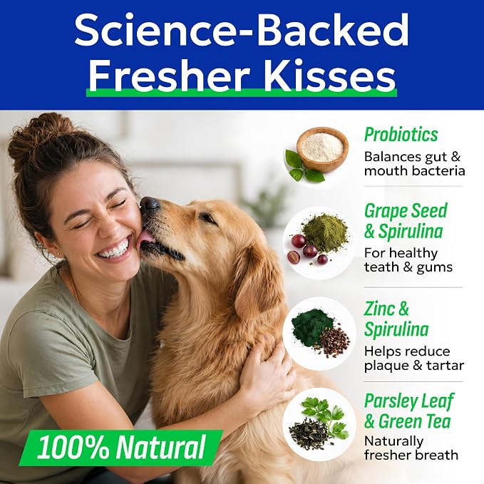 BARK&SPARK Dog Teeth Breath Freshener Chews, Dental Cleaning Treats for Bright Smile - Plaque, Tartar and Bad Breath Advanced Remover for Dogs, Pet Oral Care Bright Co Lab Pro Formula - 90 Servings