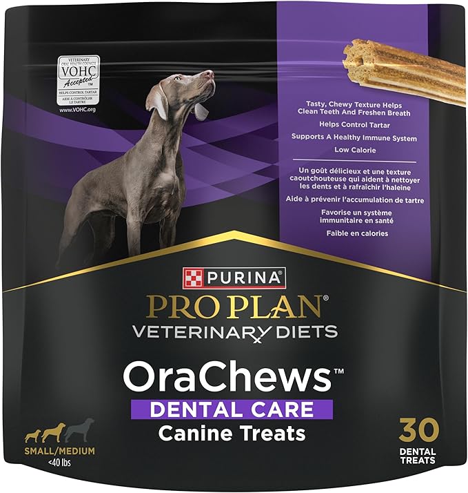 Purina Pro Plan Veterinary Diets OraChews - Small and Medium Breed Dental Chews for Dogs – 30 Treats