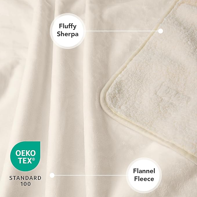 PETAMI Sherpa Fleece Waterproof CAT and Dog Blanket, Beige, Small