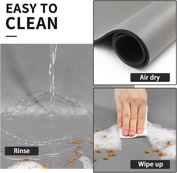 HotLive Dog Food Mat - Absorbent Cat Mat for Food and Water, No Stains Pet Feeding Bowl Mat, Easy to Clean Pet Placemats, Quick Dry Dog Water Dispenser Mat for Messy Drinkers | Paw Grey 12"x 19"