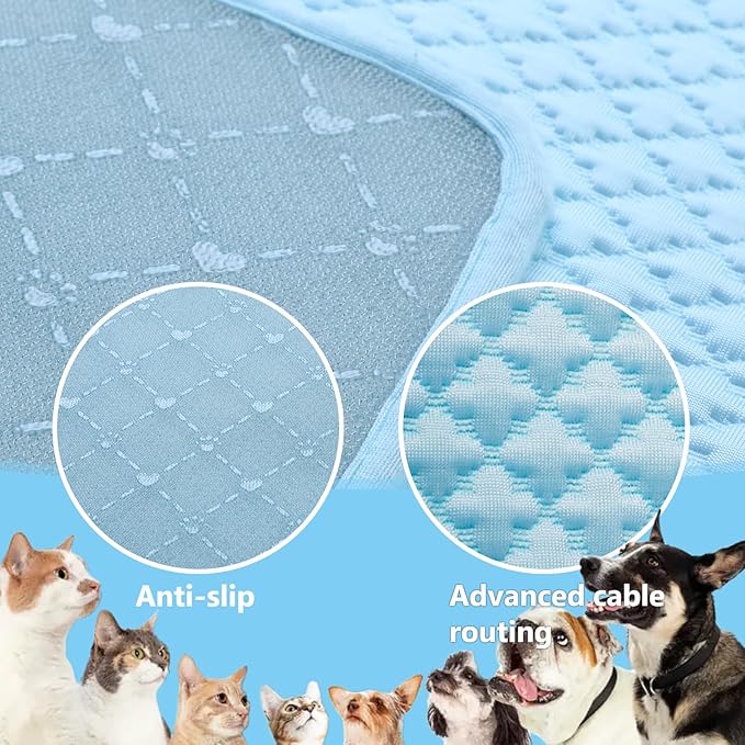 SOMOYA Dogs Cooling Mat (Q-Max>0.45) Upgrade Cooling Pad Non-Slip Dog Bed Mats Blanket Sleeping Kennel Mat,Washable Ice Silk Sleep Mat Pad Breathable for Large Dogs Cats Small